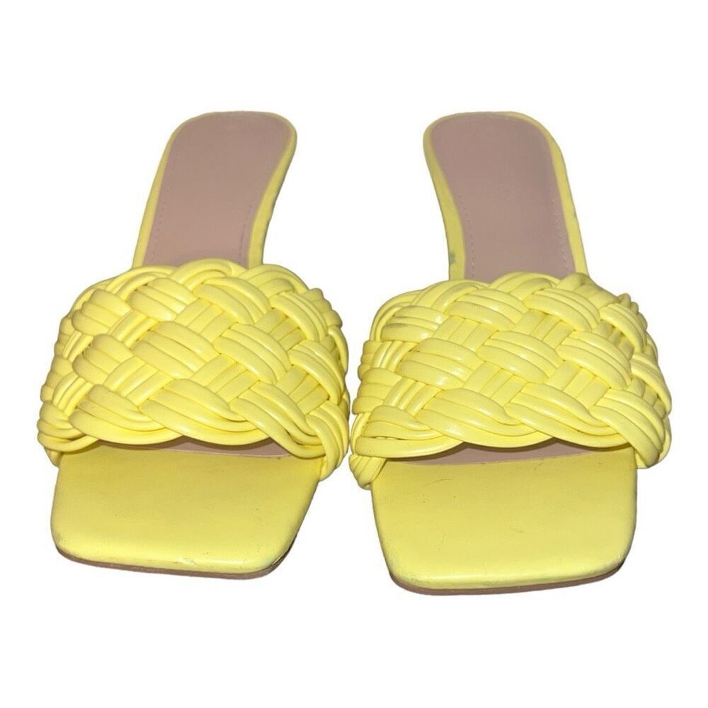 PiePieBuy Womens Square Open Toe Heeled Sandals Braided Slip-on Mules Backless S - Picture 3 of 7